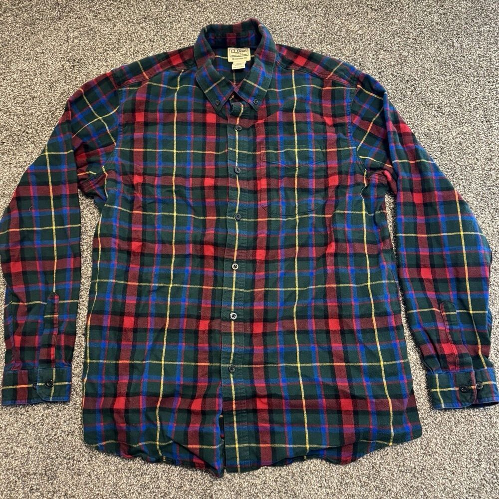 LL Bean‎ Traditional Men's Large Multicolor Long Sleeve Flannel Button Shirt
